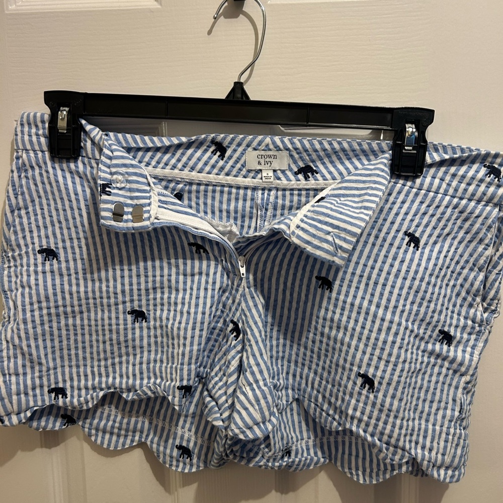 Crown & Ivy Blue and White Striped Women's Shorts